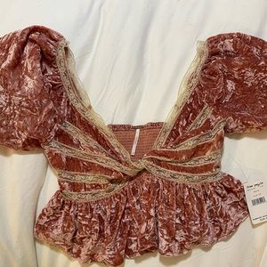 Free People “Yours Truly” Velvet Top